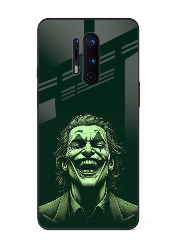joker toxic smile dark art OnePlus 8 Pro glass cover villain themed stylish case