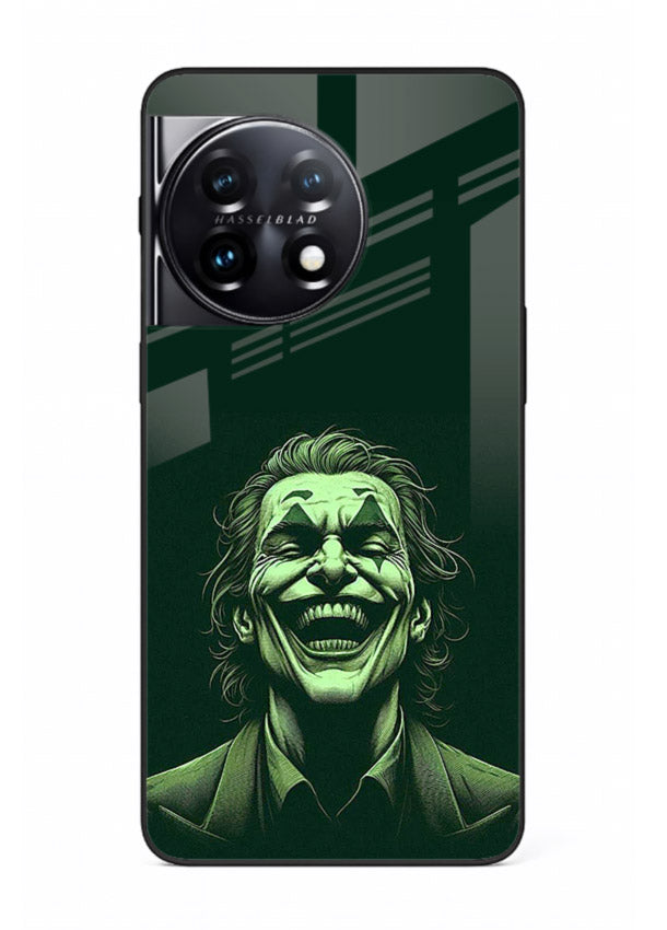 joker toxic smile dark art OnePlus 11R glass cover villain themed stylish case