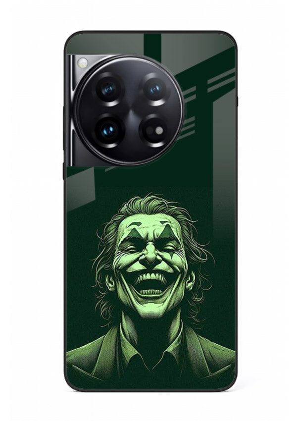 joker toxic smile dark art OnePlus 12 glass cover villain themed stylish case
