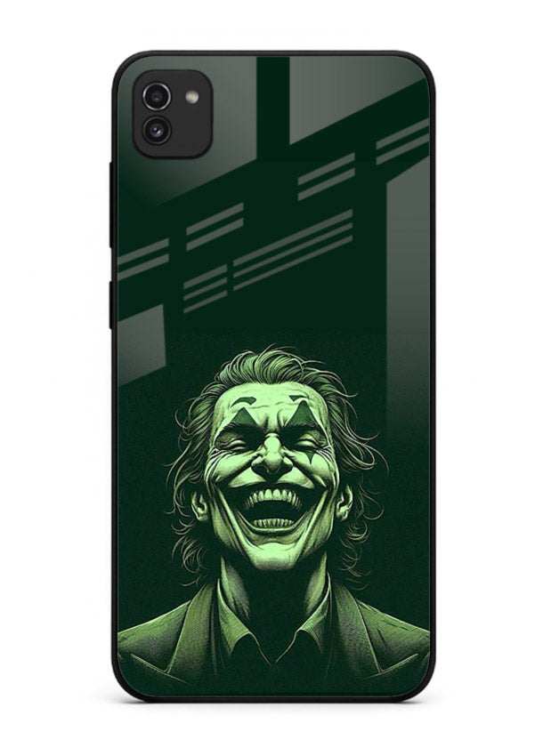 joker toxic smile dark art Samsung A03 glass cover villain themed stylish case