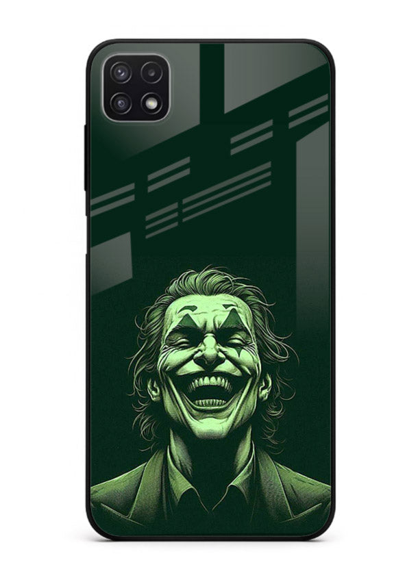 joker toxic smile dark art Samsung A22 5G glass cover villain themed stylish case