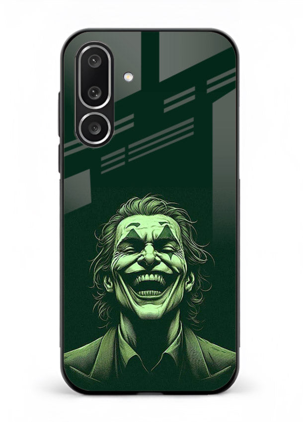 joker toxic smile dark art Samsung F56 5G glass cover villain themed stylish case
