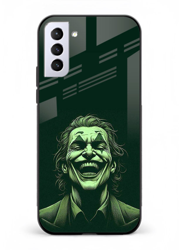 joker toxic smile dark art Samsung S21 FE glass cover villain themed stylish case