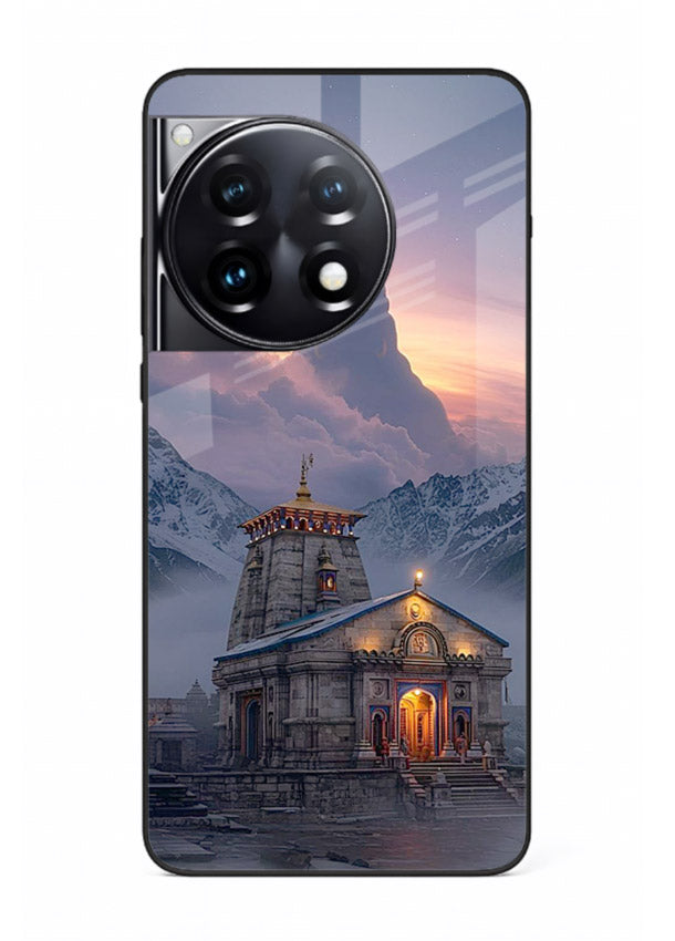 Kedarnath temple mountain spiritual aesthetic OnePlus 12R glass devotional case