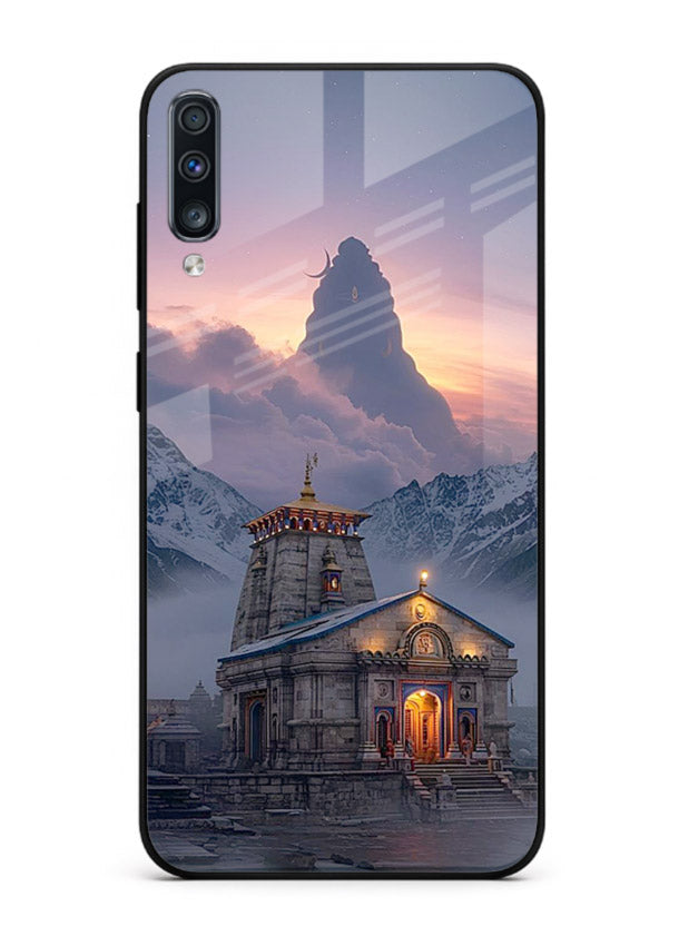 Kedarnath temple mountain spiritual aesthetic Samsung A70 glass devotional case