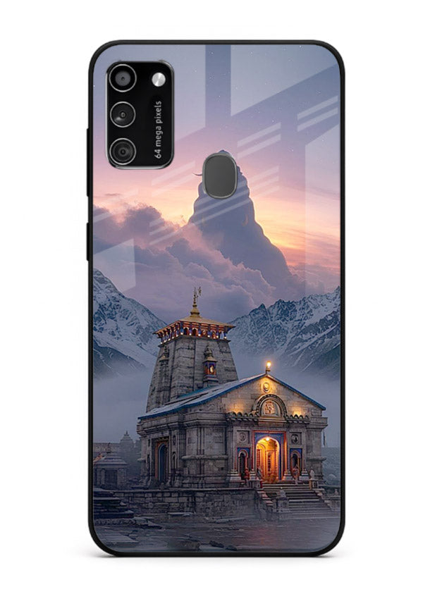 Kedarnath temple mountain spiritual aesthetic Samsung M21 glass devotional case