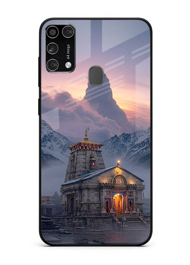 Kedarnath temple mountain spiritual aesthetic Samsung M31 Prime glass devotional case