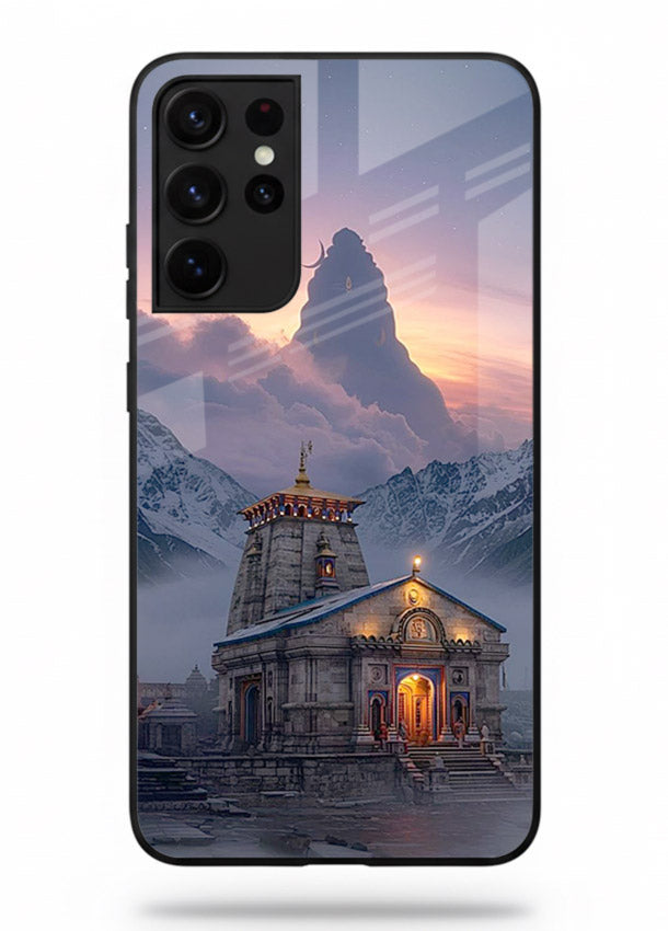 Kedarnath temple mountain spiritual aesthetic Samsung S21 Ultra glass devotional case