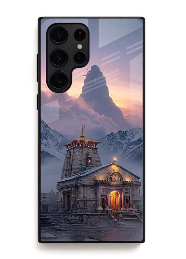 Kedarnath temple mountain spiritual aesthetic Samsung S25 Ultra glass devotional case