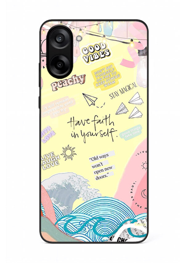 Pastel rainbow arc artwork printed on OnePlus Nord CE5 glass back cover with dreamy tones.