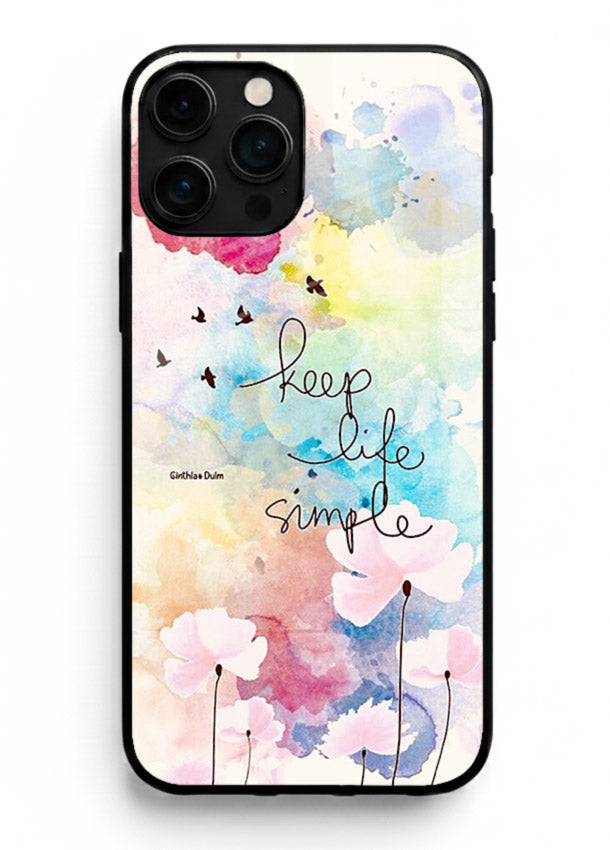 Soft watercolor floral artwork printed on iphone 13 pro max glass back cover with minimal style.