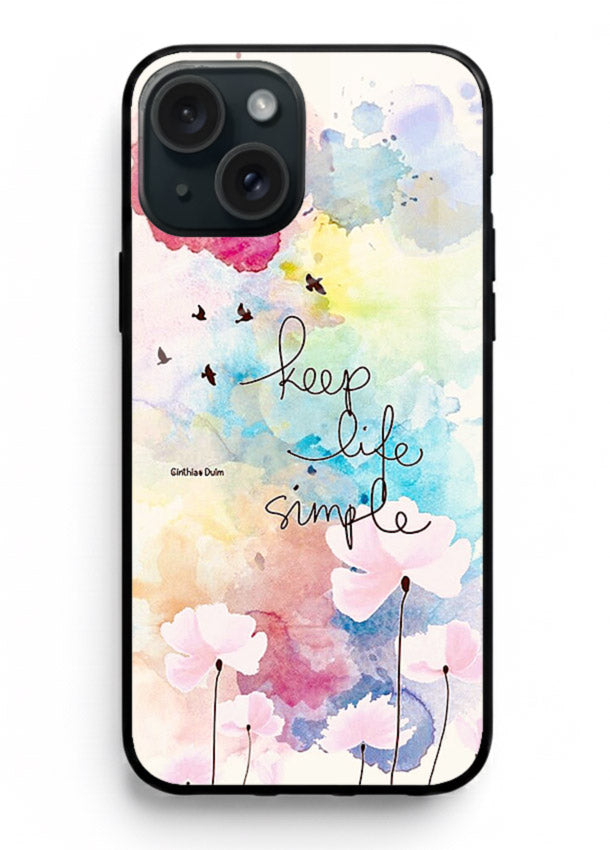 Soft watercolor floral artwork printed on iphone 14 glass back cover with minimal style.