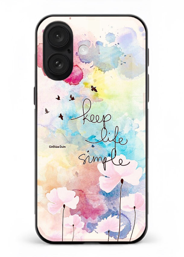Soft watercolor floral artwork printed on iphone 16 plus glass back cover with minimal style.