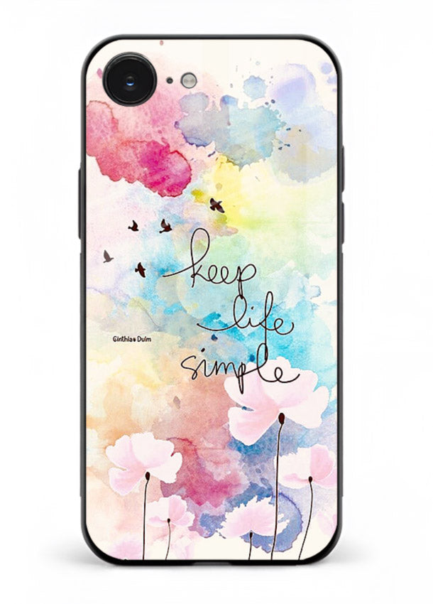 Soft watercolor floral artwork printed on iphone 16e glass back cover with minimal style.