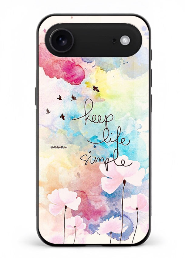 Soft watercolor floral artwork printed on iphone 18 air glass back cover with minimal style.