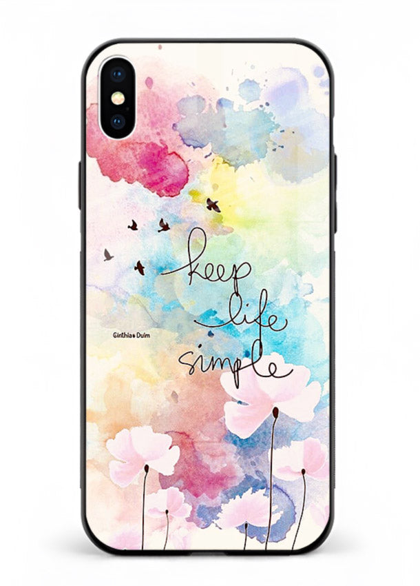 Soft watercolor floral artwork printed on iphone xs max glass back cover with minimal style.