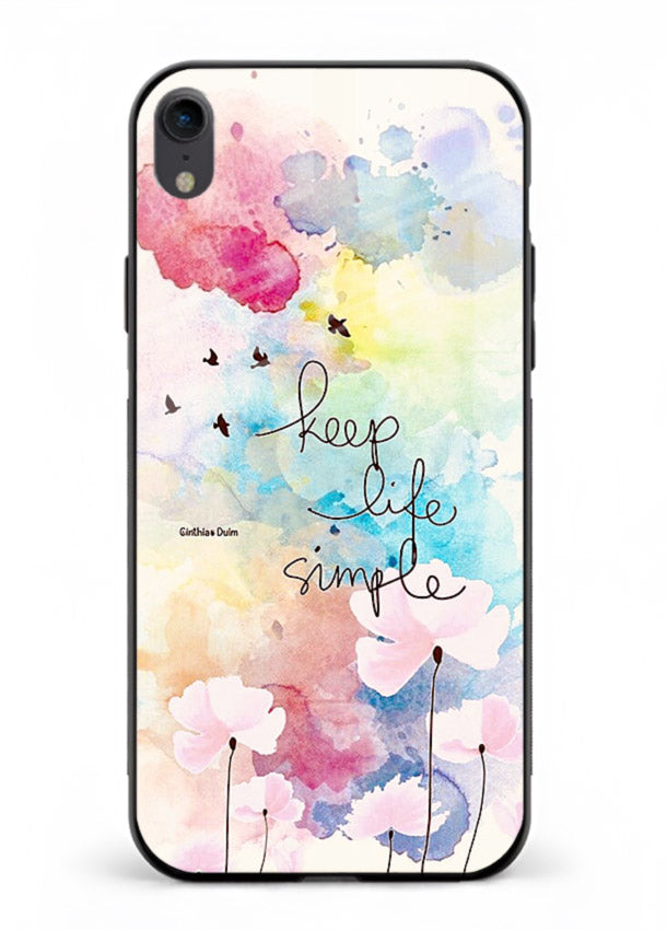 Soft watercolor floral artwork printed on iphone xr glass back cover with minimal style.
