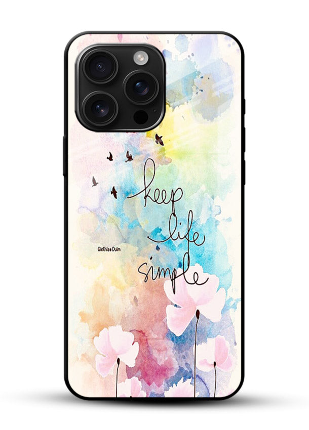 Soft watercolor floral artwork printed on glossy vibrant premium glass back cover with minimal style. - Angle Front