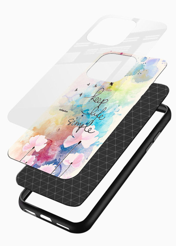 Soft watercolor floral artwork printed on glossy vibrant premium glass back cover with minimal style. - Angle Layers