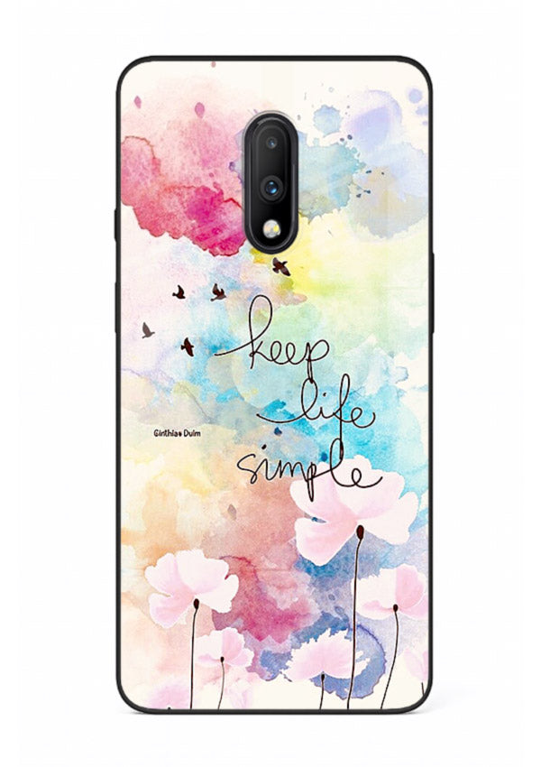 Soft watercolor floral artwork printed on OnePlus 7 glass back cover with minimal style.