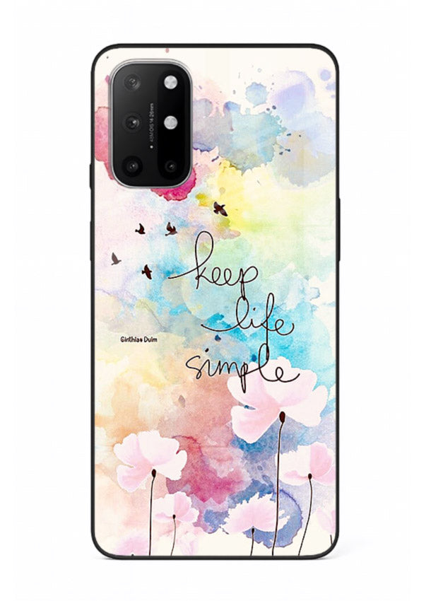 Soft watercolor floral artwork printed on OnePlus 8T glass back cover with minimal style.