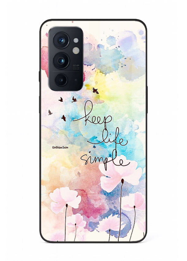 Soft watercolor floral artwork printed on OnePlus 9RT glass back cover with minimal style.
