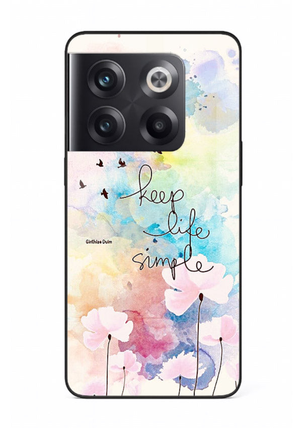 Soft watercolor floral artwork printed on OnePlus 10T glass back cover with minimal style.
