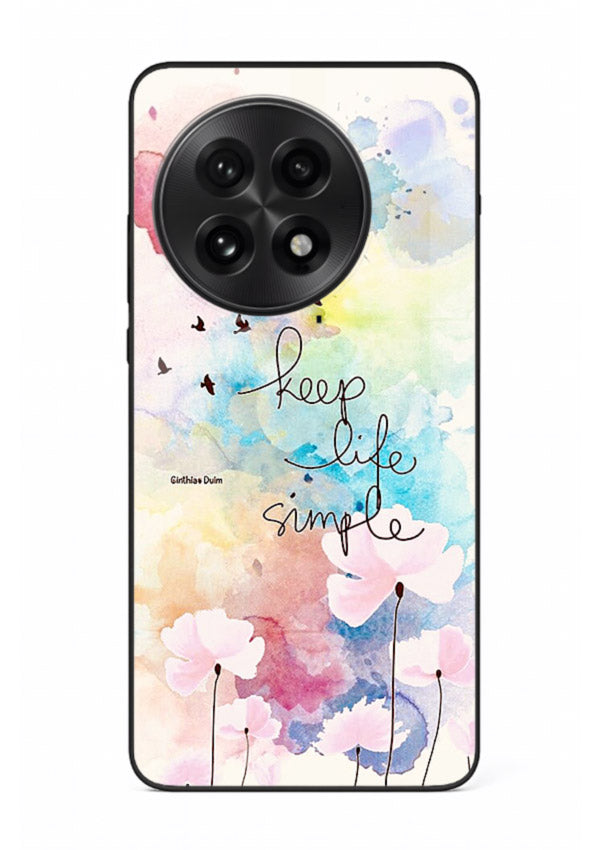 Soft watercolor floral artwork printed on OnePlus 13R glass back cover with minimal style.
