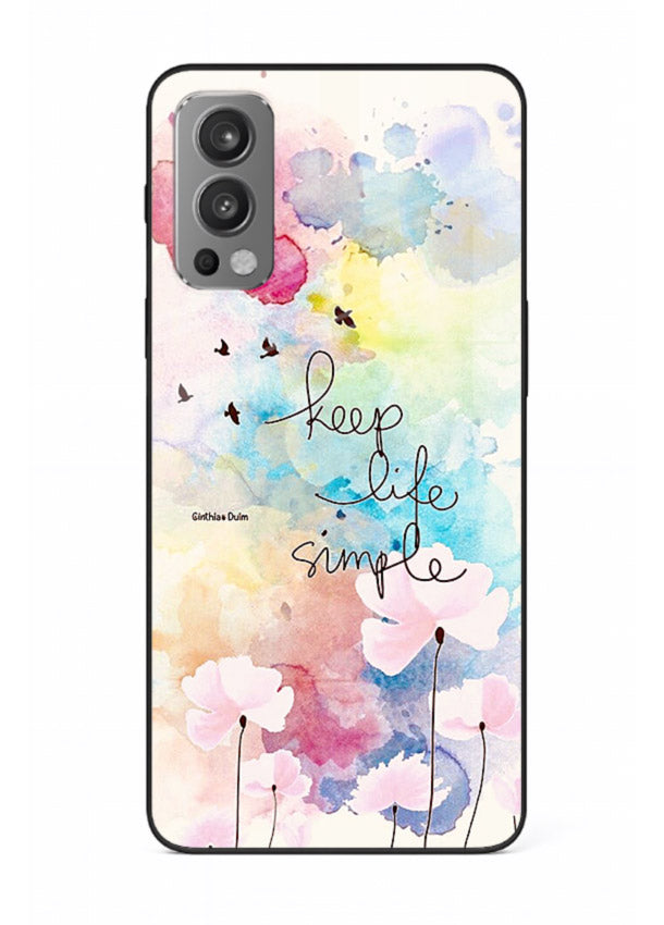 Soft watercolor floral artwork printed on OnePlus Nord 2 glass back cover with minimal style.