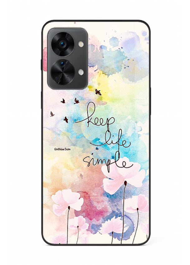 Soft watercolor floral artwork printed on OnePlus Nord 2T glass back cover with minimal style.