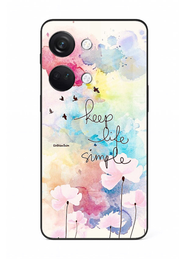 Soft watercolor floral artwork printed on OnePlus Nord 3 glass back cover with minimal style.