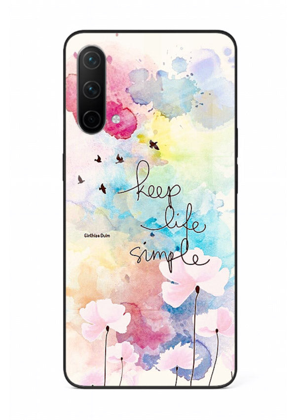 Soft watercolor floral artwork printed on OnePlus Nord CE 5G glass back cover with minimal style.
