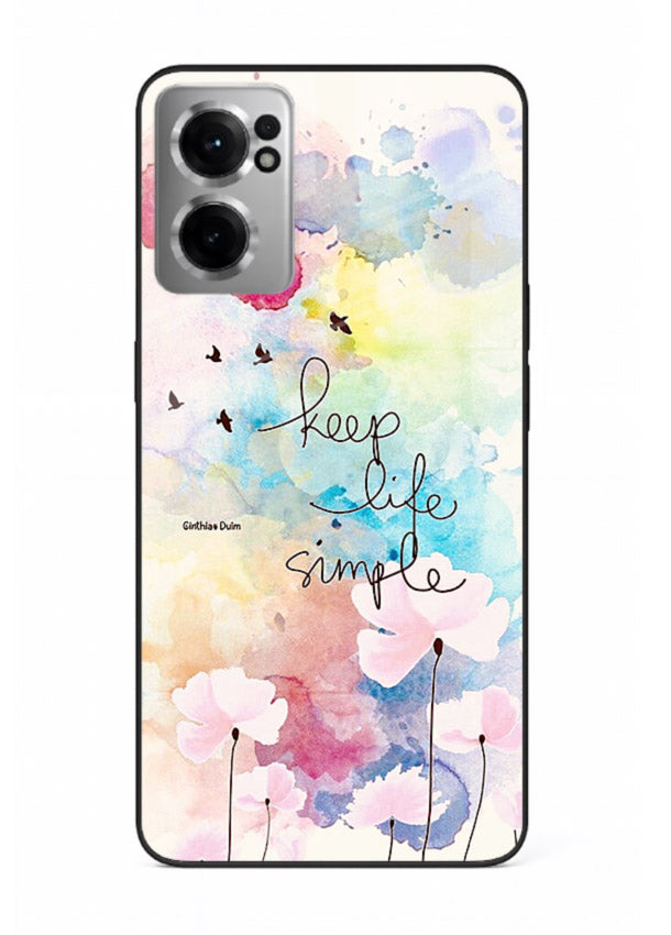 Soft watercolor floral artwork printed on OnePlus Nord CE2 5G glass back cover with minimal style.