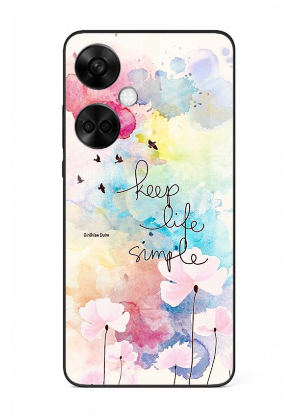 Soft watercolor floral artwork printed on OnePlus Nord CE3 glass back cover with minimal style.