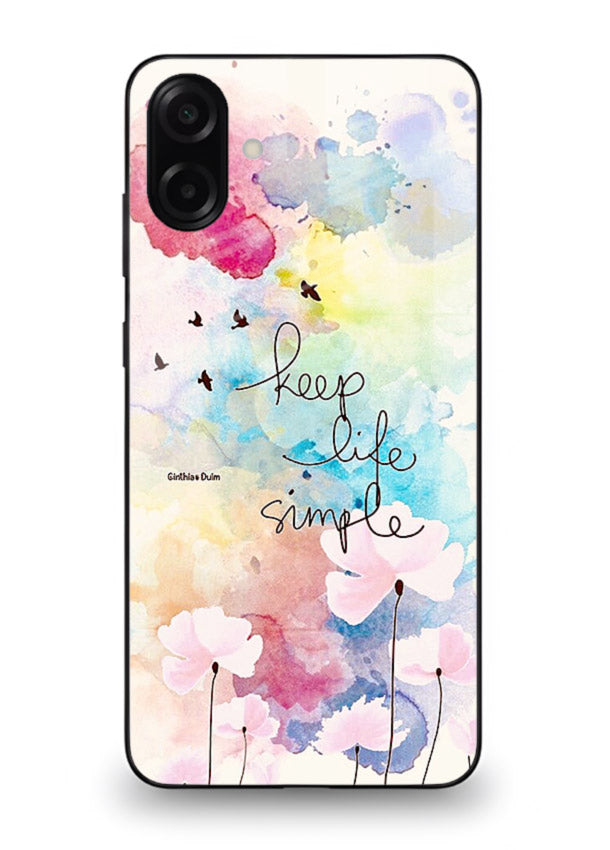 Soft watercolor floral artwork printed on Samsung A06 5G glass back cover with minimal style.