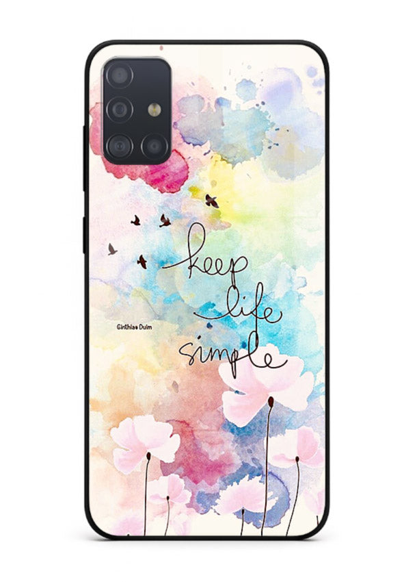 Soft watercolor floral artwork printed on Samsung A71 glass back cover with minimal style.