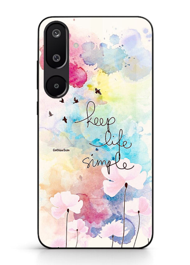 Soft watercolor floral artwork printed on Samsung F16 5G glass back cover with minimal style.