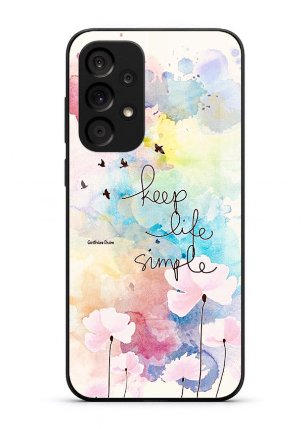 Soft watercolor floral artwork printed on Samsung A23 5G glass back cover with minimal style.