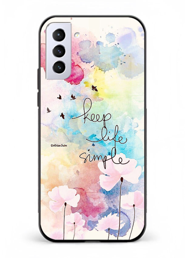 Soft watercolor floral artwork printed on Samsung S21 FE glass back cover with minimal style.