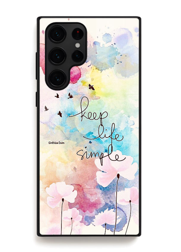 Soft watercolor floral artwork printed on Samsung S22 Ultra glass back cover with minimal style.