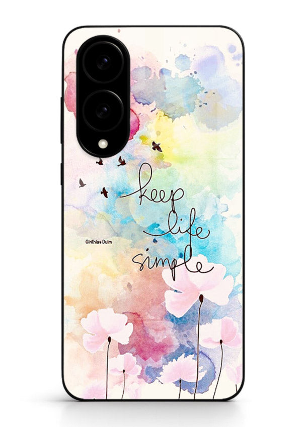 Soft watercolor floral artwork printed on Samsung S25 Edge glass back cover with minimal style.
