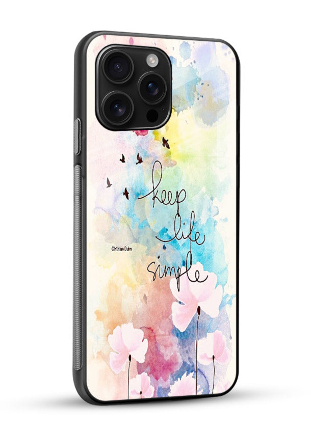 Soft watercolor floral artwork printed on glossy vibrant premium glass back cover with minimal style. - Angle Side