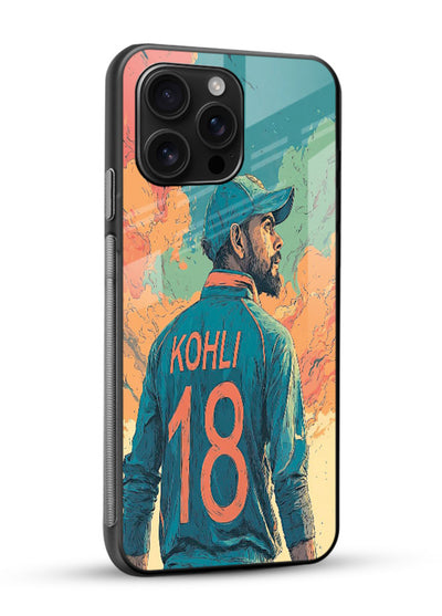 Kohli number eighteen artwork printed on premium tempered glass mobile back cover - 2