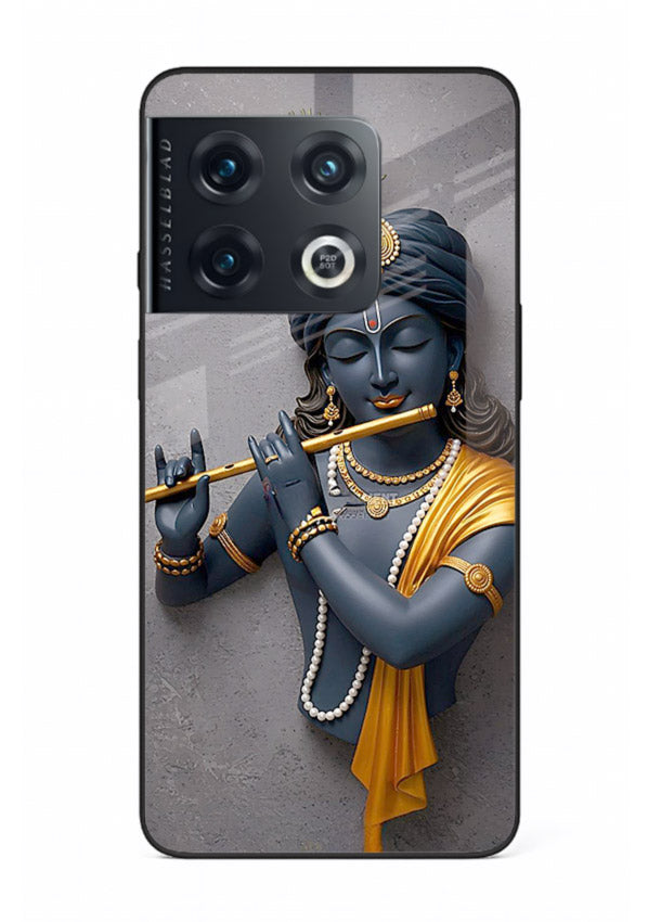 Blue Krishna playing flute OnePlus 10 Pro glass cover spiritual divine artwork