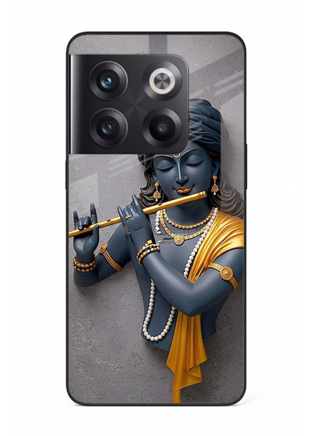 Blue Krishna playing flute OnePlus 10T glass cover spiritual divine artwork