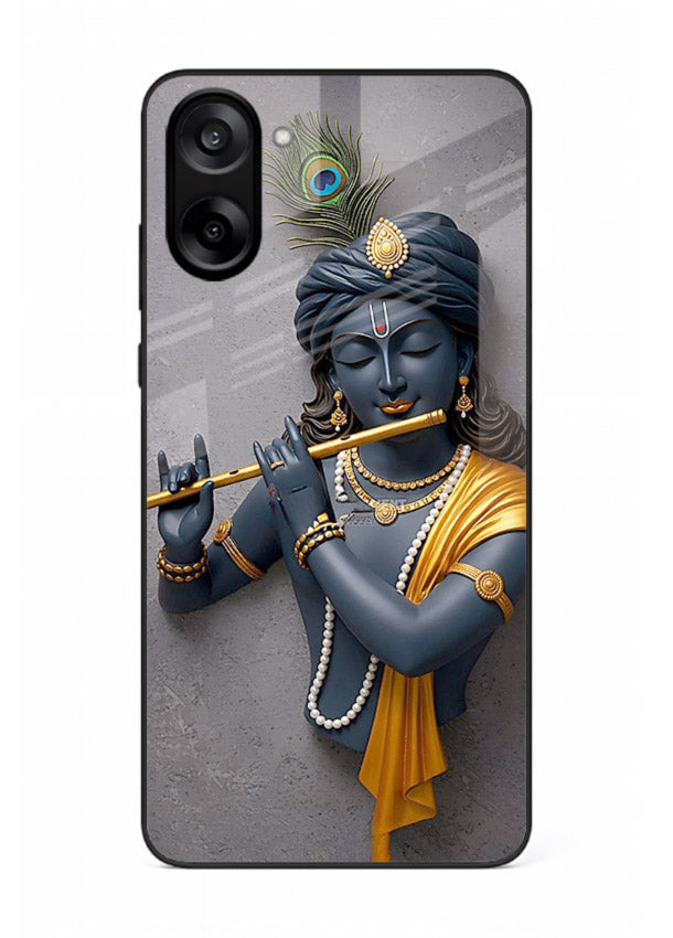 Blue Krishna playing flute OnePlus Nord CE5 glass cover spiritual divine artwork
