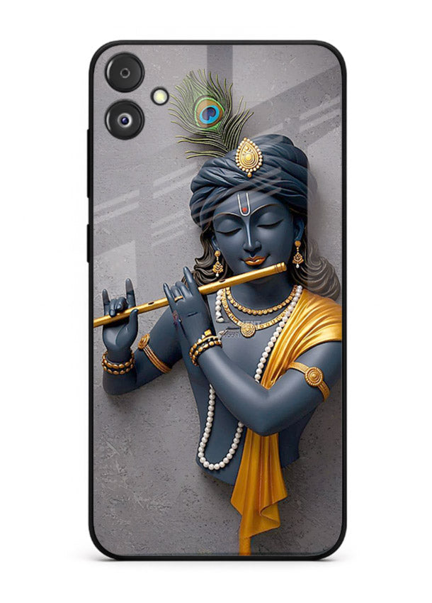 Blue Krishna playing flute Samsung F14 5G glass cover spiritual divine artwork
