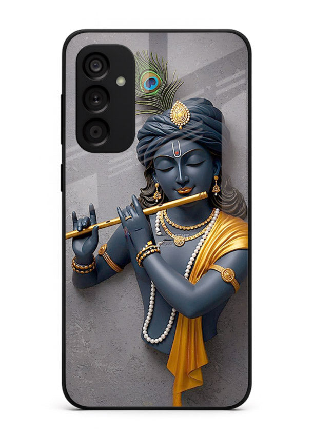 Blue Krishna playing flute Samsung A04s 5G glass cover spiritual divine artwork