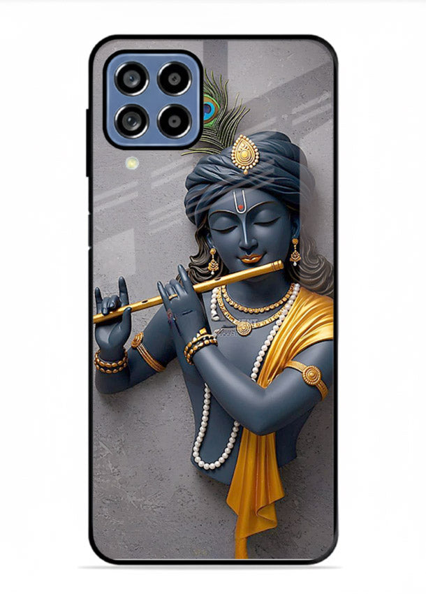 Blue Krishna playing flute Samsung F22 4G glass cover spiritual divine artwork