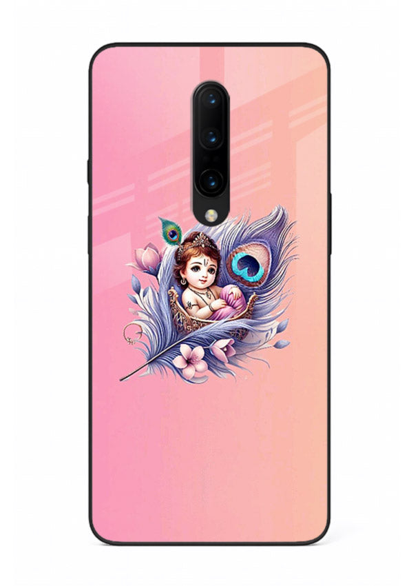 Krishna Radha floral peacock art OnePlus 7 Pro glass back romantic spiritual case